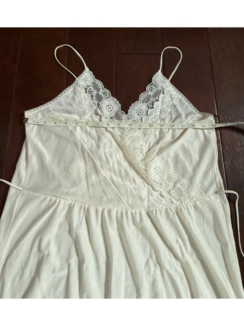 Vintage White Sheer Nylon Lace Trim Nightgown With Spaghetti Straps Women Medium - Picture 7 of 13